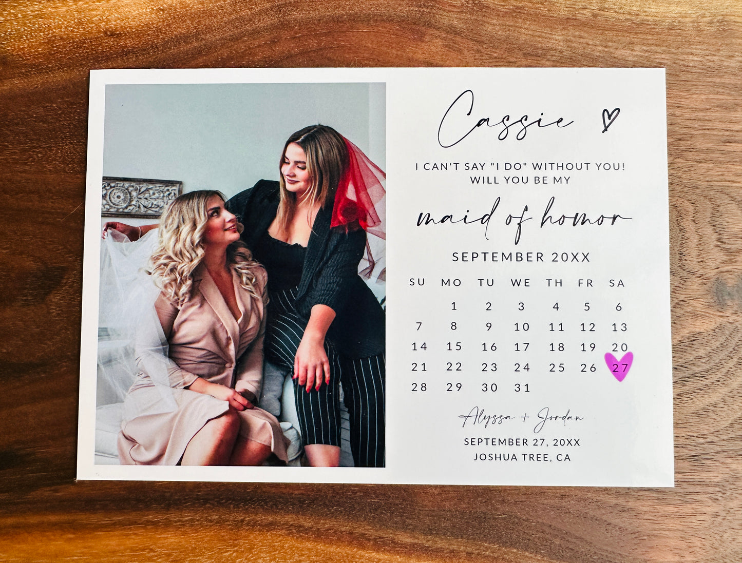 Maid of Honor Proposal Card