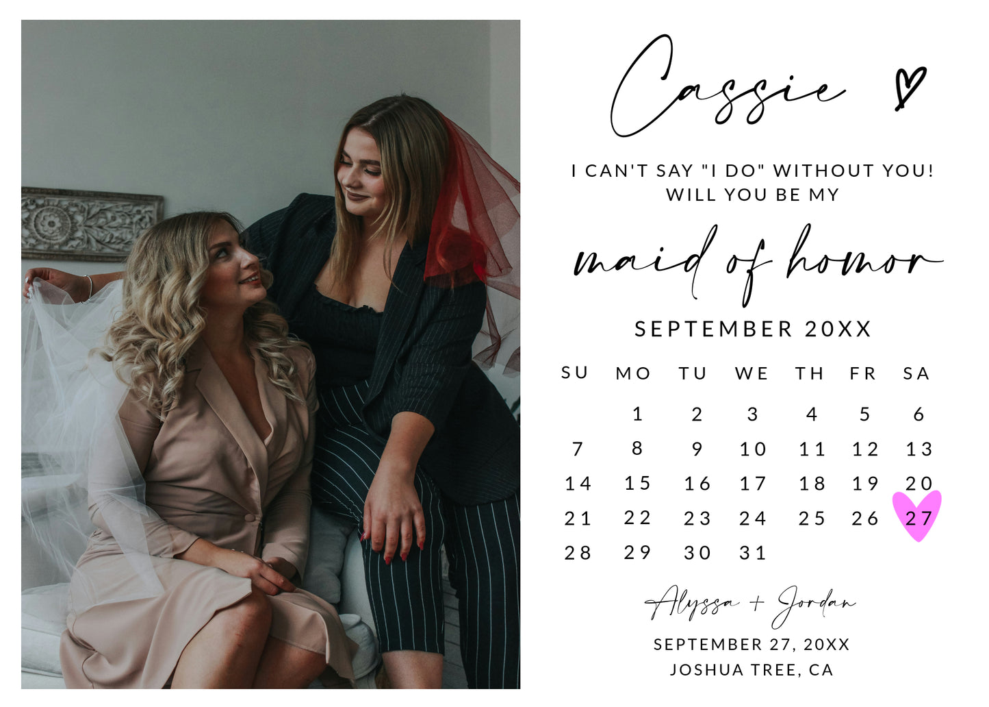 Maid of Honor Proposal Card